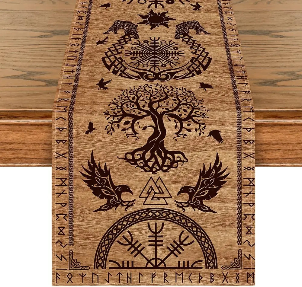 Vintage Viking Linen Table Runner