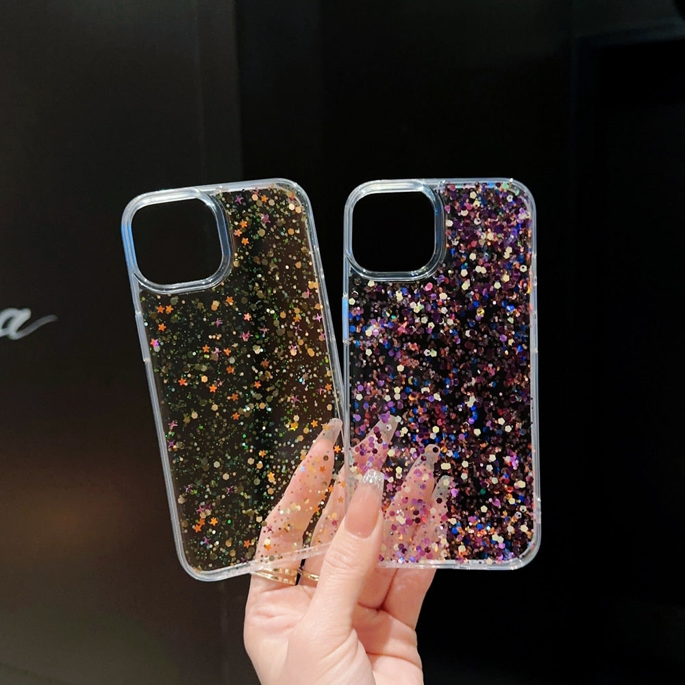 Round Glittery Sparkles Epoxy iPhone Case