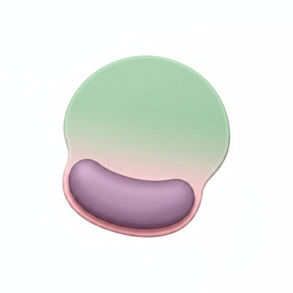 Ergonomic mouse pad with cushioned wrist support purple to green gradient