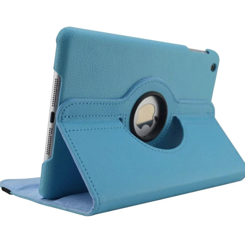 Light blue rotating faux leather iPad case