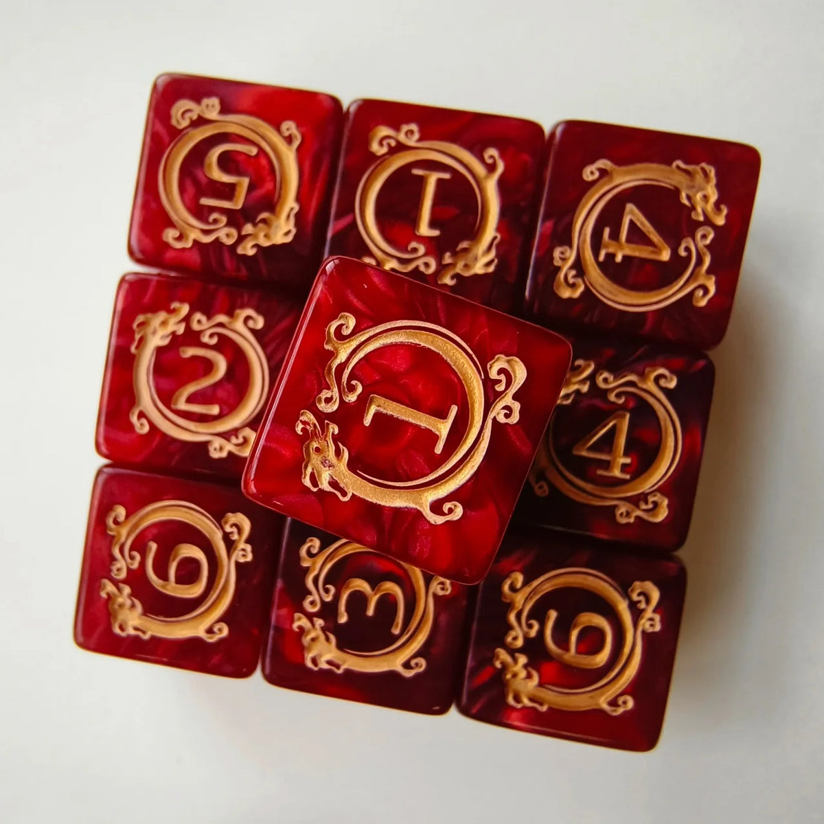 Red dragon D6 dice set