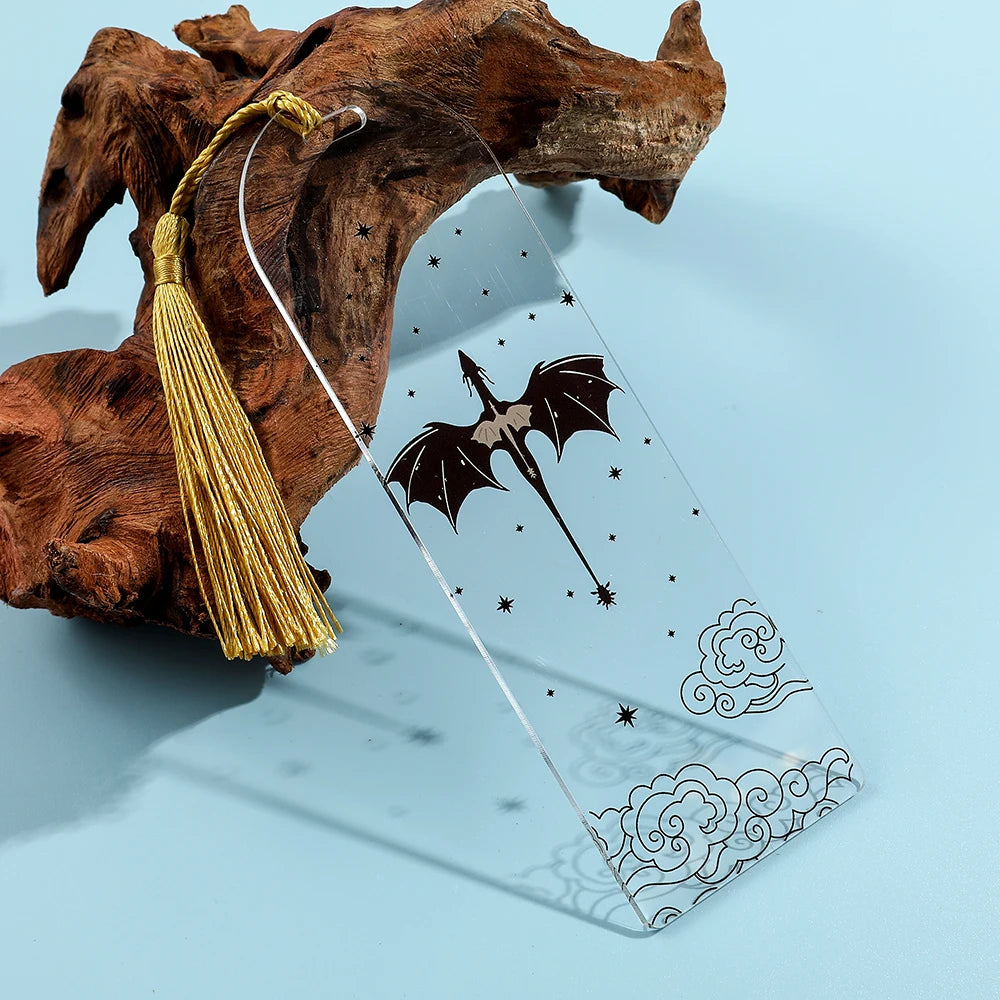 Fourth Wing Dragon Bookmark with Tassels