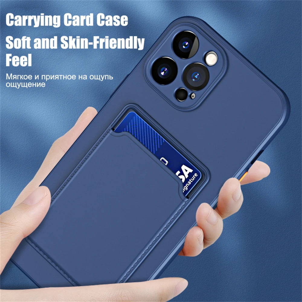 Luxury Soft Silicone Wallet Case - iPhone 15 Models