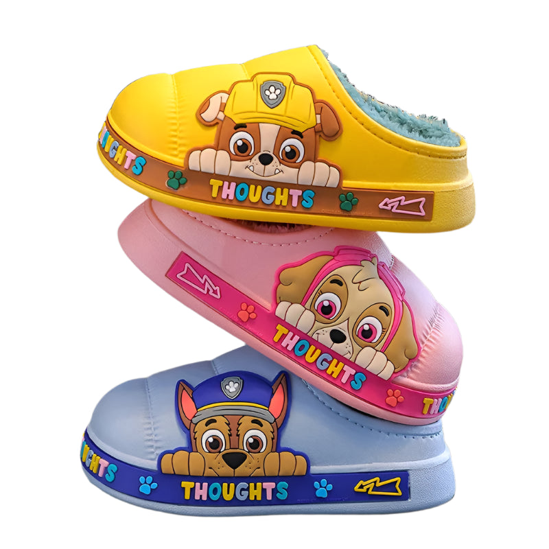 Fluffy Winter Kids Slippers with Paw Patrol