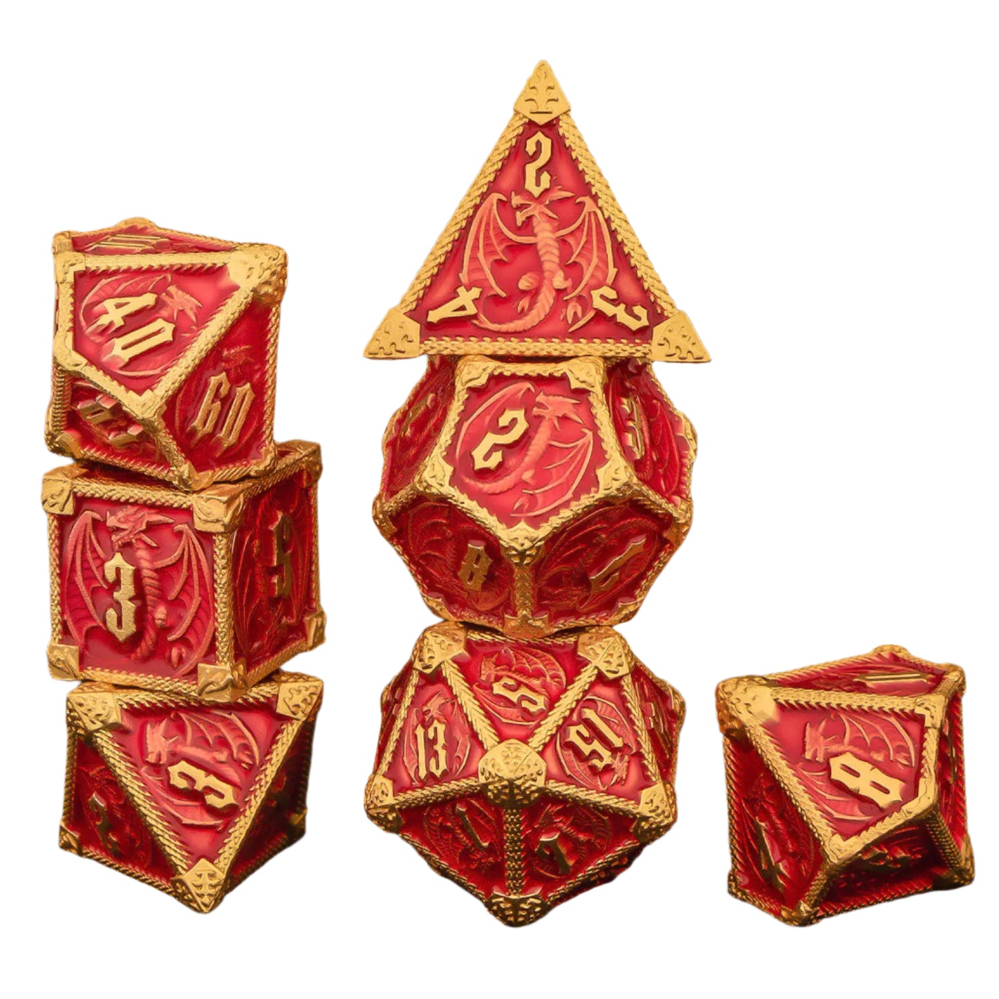 7 Piece Dice Set of Metal Dungeons and Dragons
