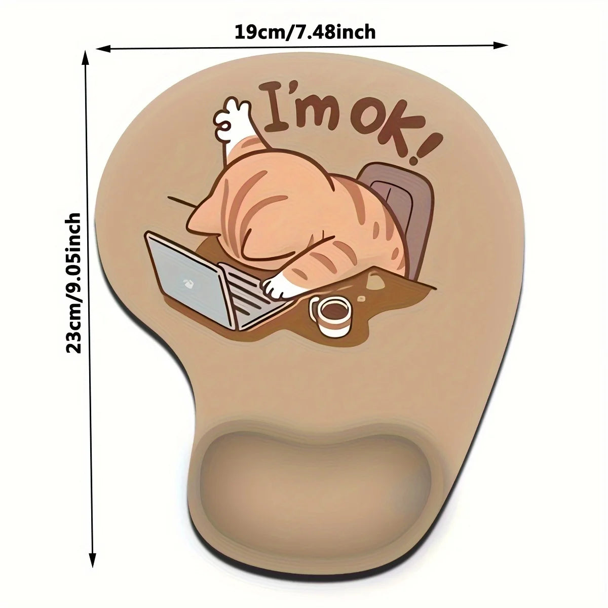 Coffee Cat Cute Ergonomic Wrist Rest Mouse Pad
