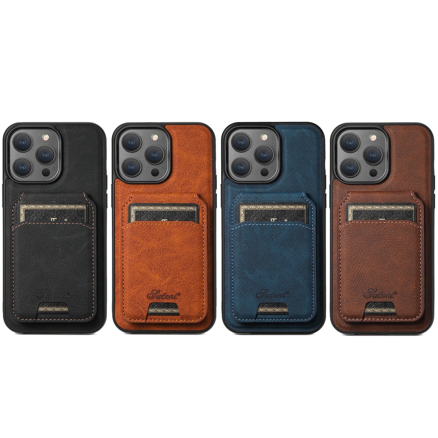Suteni Faux Leather Magsafe iPhone Case & Wallet - Chocolate