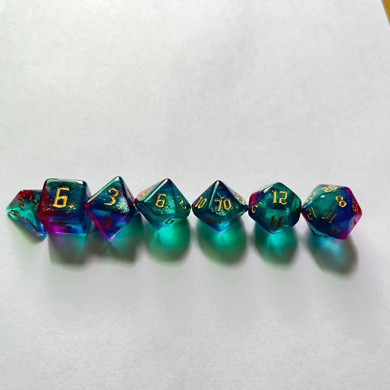 Colourful 7 Piece Resin Dice Sets
