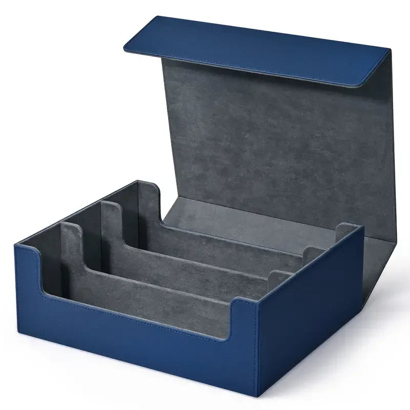 Blue PU leather trading card storage box