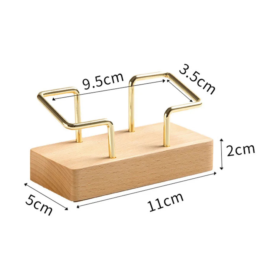Wood and metal business card holder with dimensions