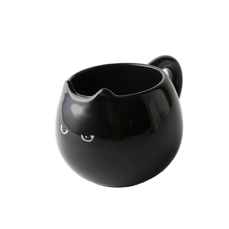 Black ceramic cat mug with cat ear design