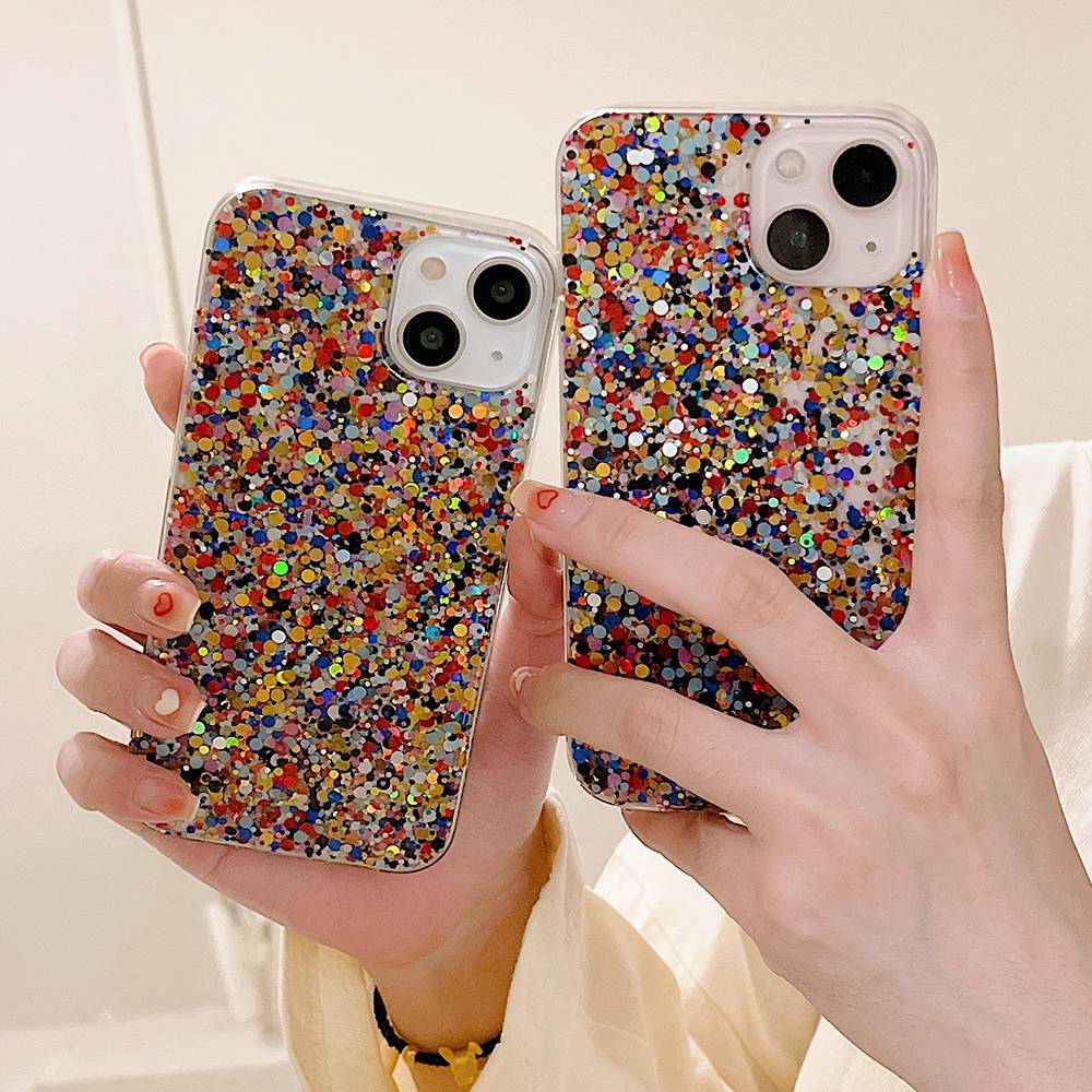 Round Glittery Sparkles Epoxy iPhone Case