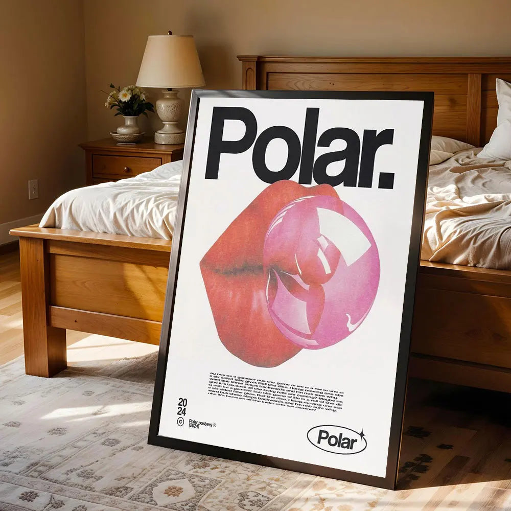 Polar pink abstract Japanese-inspired wall art canvas