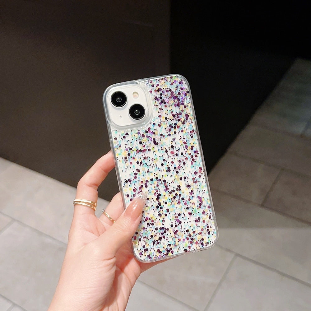 Round Glittery Sparkles Epoxy iPhone Case