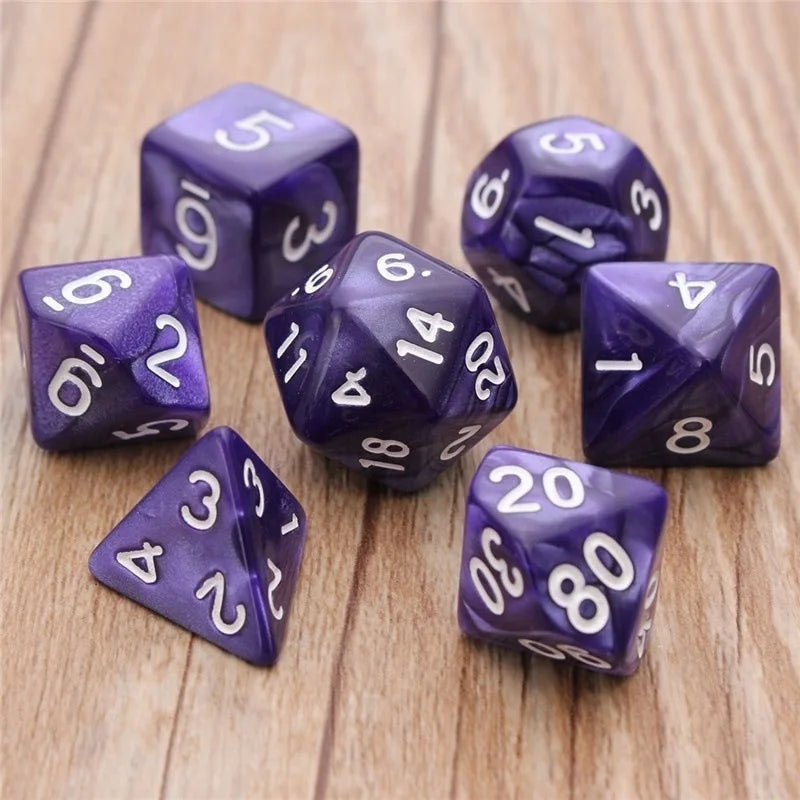 Colourful 7 Piece Resin Dice Sets