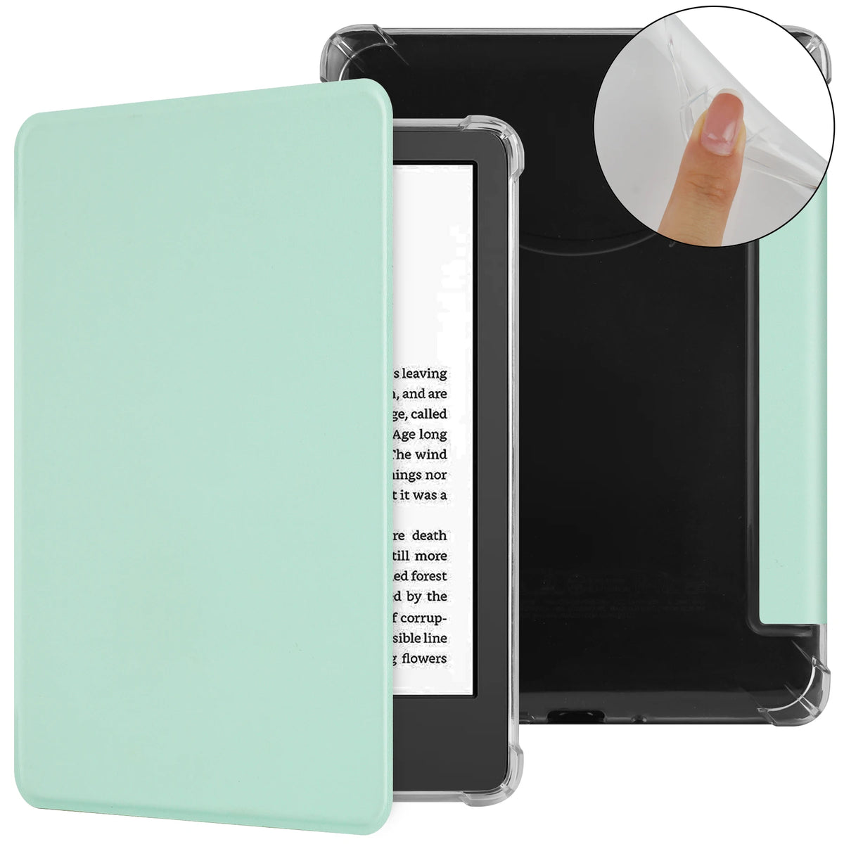 Mint Green Kindle e-reader case with auto wake and sleep function
