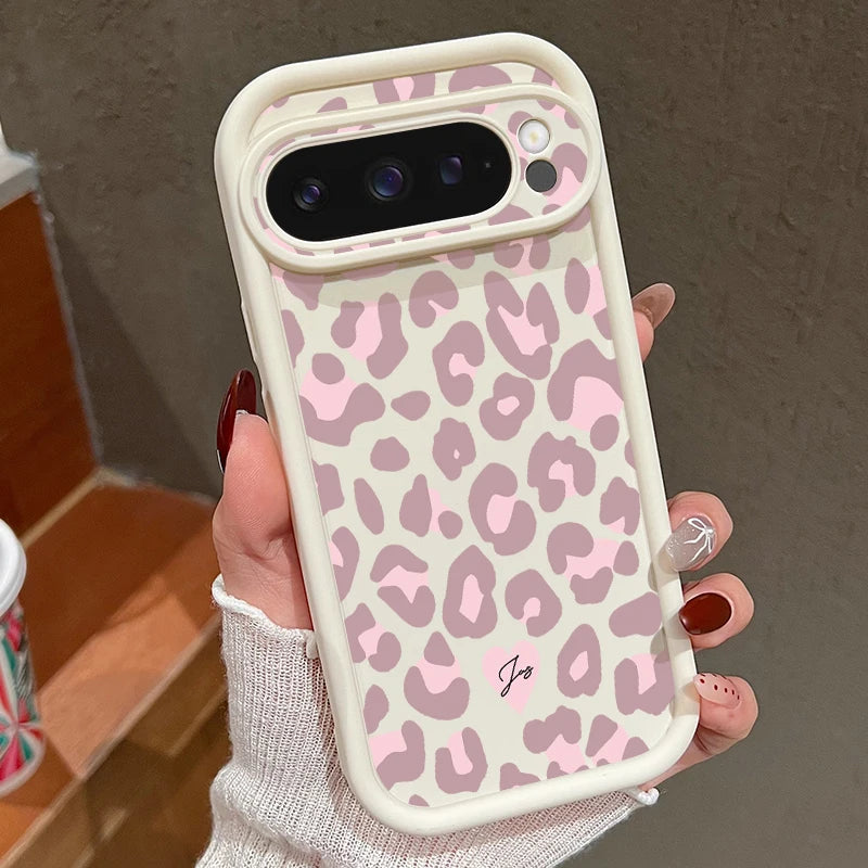 Pink and white leopard print Google Pixel case