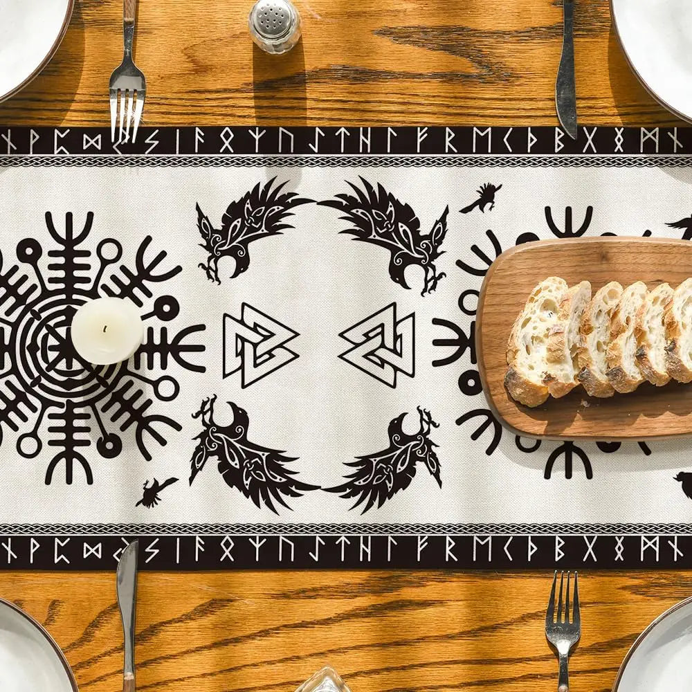 Vintage Viking Linen Table Runner