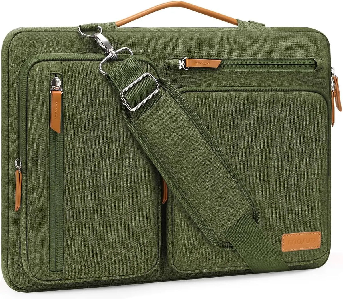 MOSISO padded laptop shoulder bag in olive green