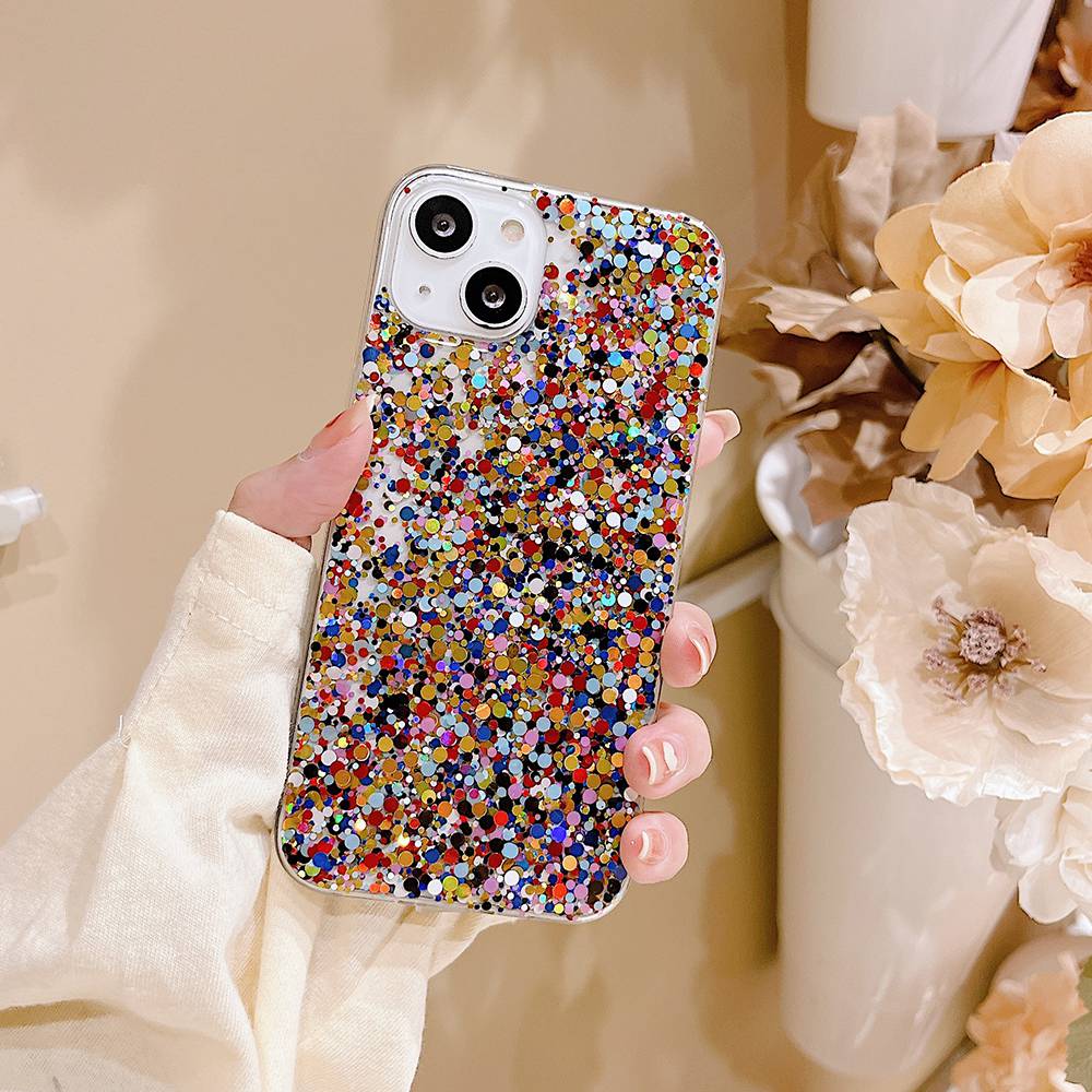 Round Glittery Sparkles Epoxy iPhone Case