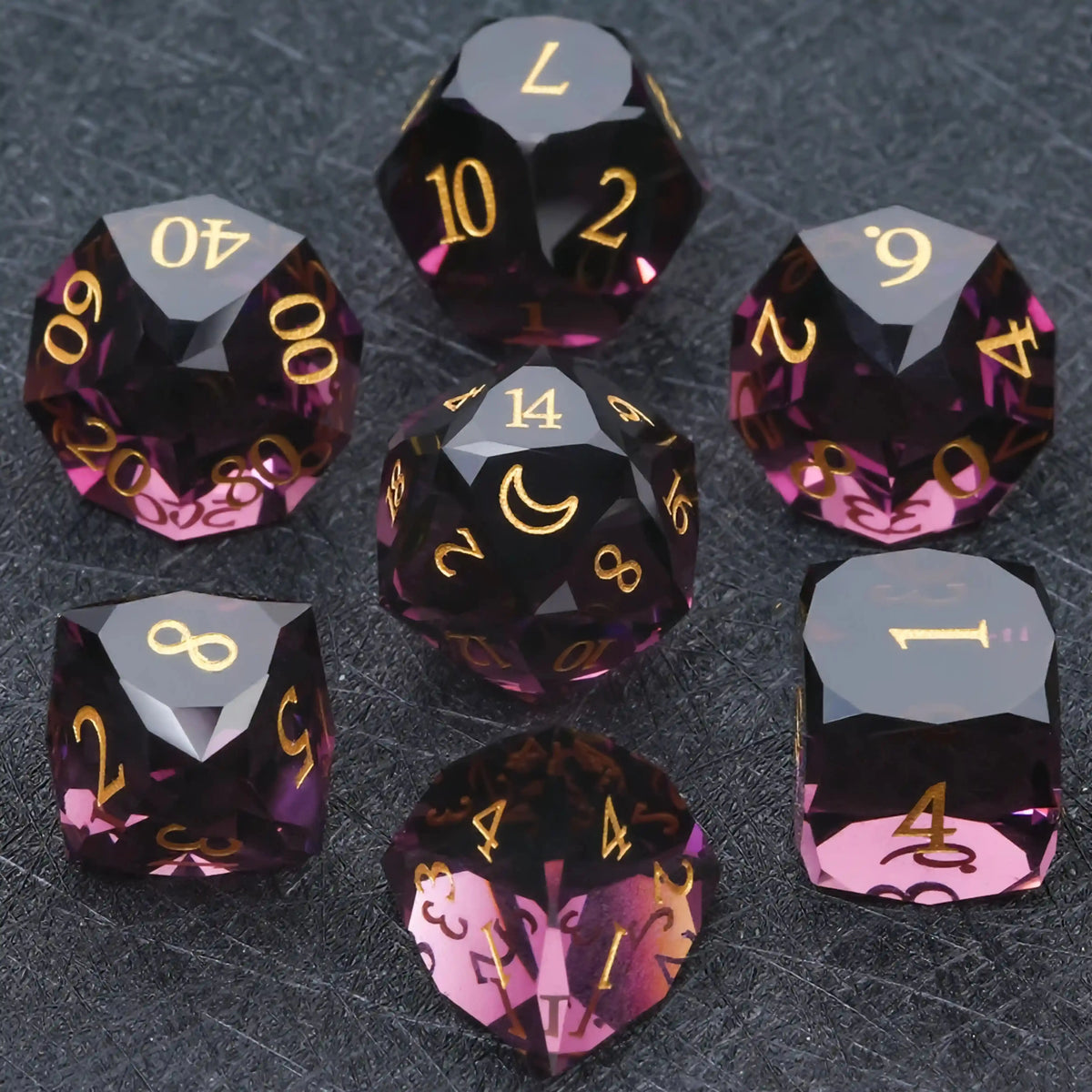 Purple 7-piece zinc alloy RPG dice set