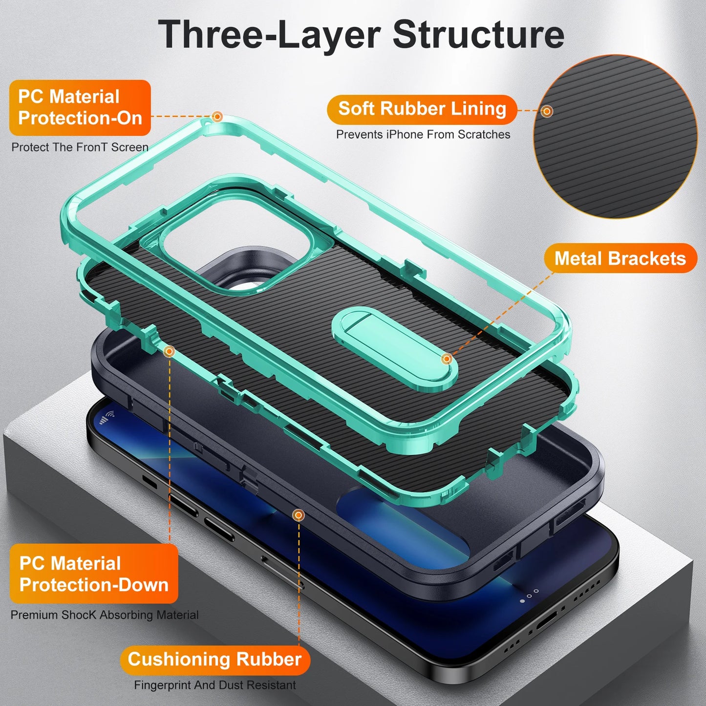 Defend Heavy Armour Shockproof iPhone Case - Cyan