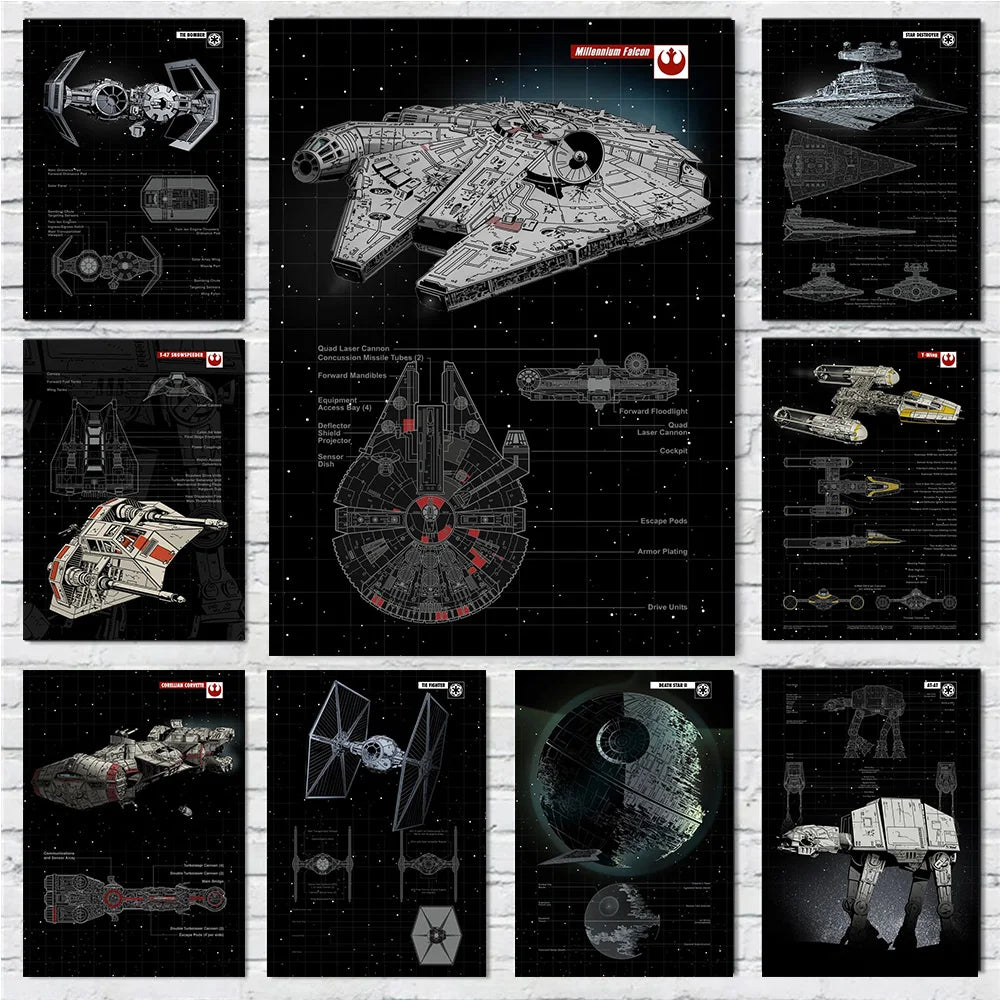 Space Ship Canvas Wall Art Prints of Star Wars Machines