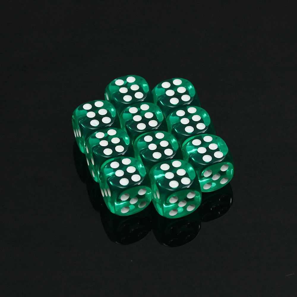 Green transparent D6 dice