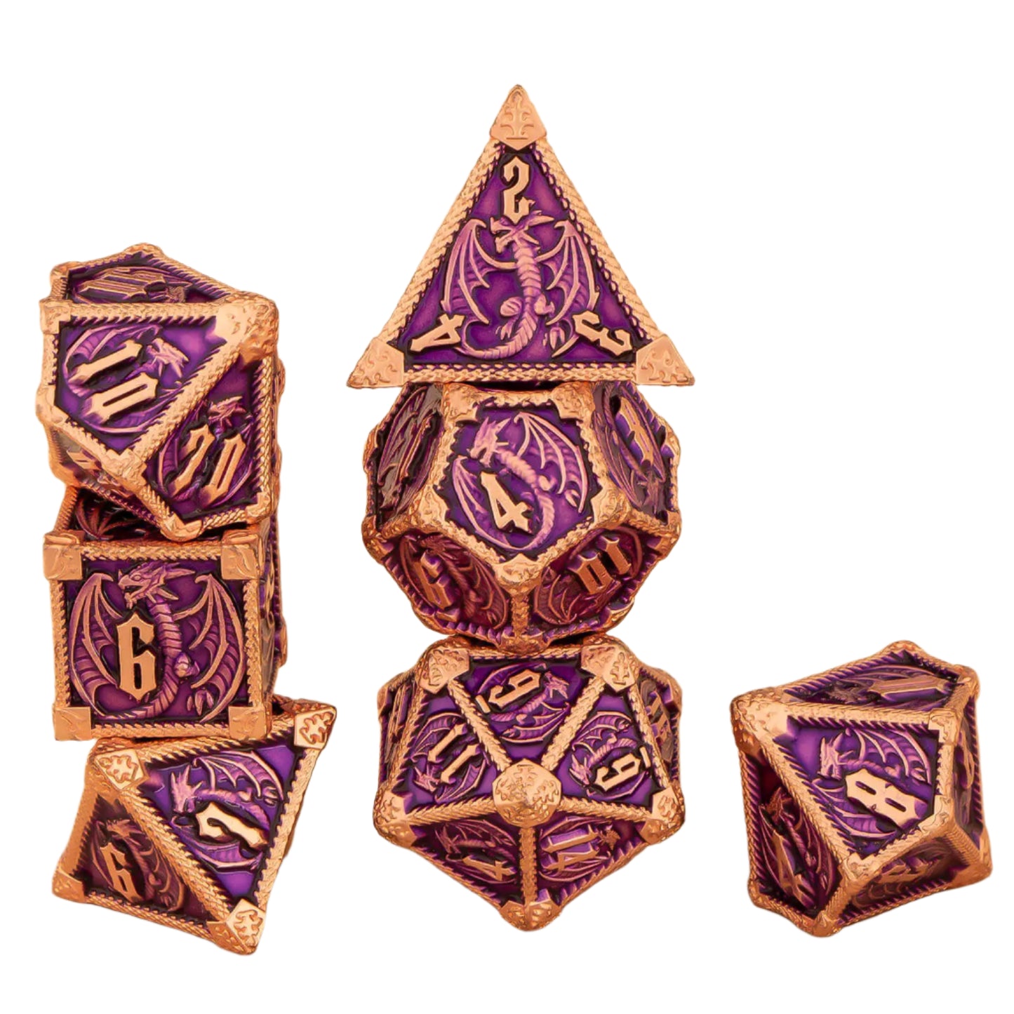 7 Piece Dice Set of Metal Dungeons and Dragons