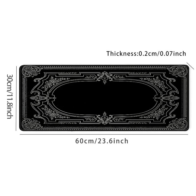 Black Baroque Desk Mat – Ornate Gothic Gaming Mouse Pad