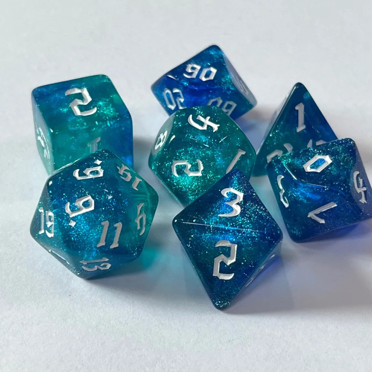 Colourful 7 Piece Resin Dice Sets