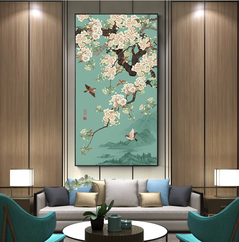 Abstract Chinese Flower Wall Art