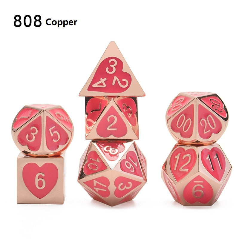 Love Heart Metal DND Dice Set