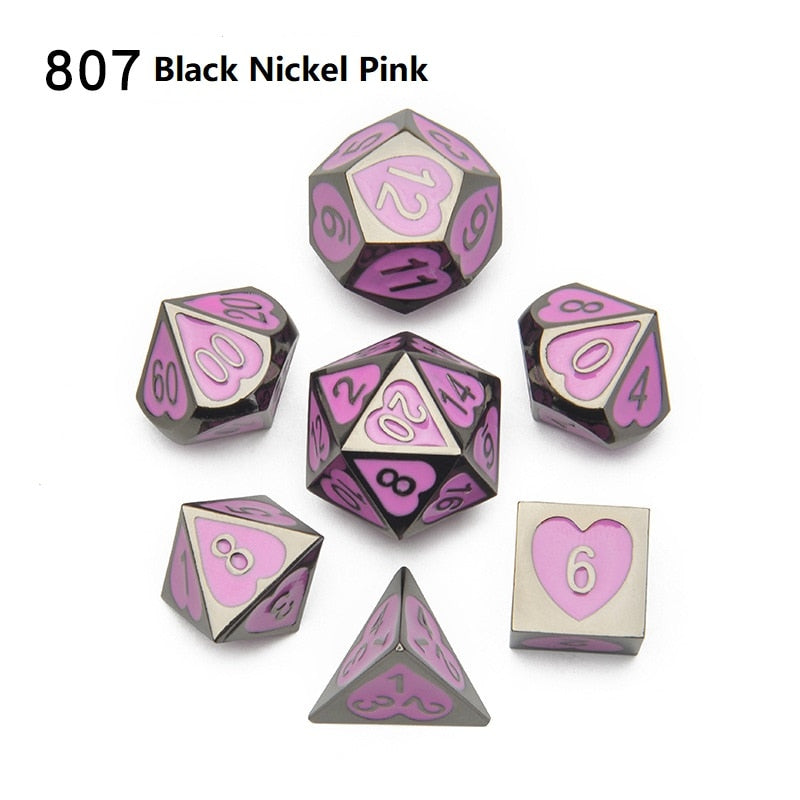 Love Heart Metal DND Dice Set