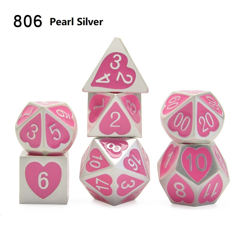 Love Heart Metal DND Dice Set