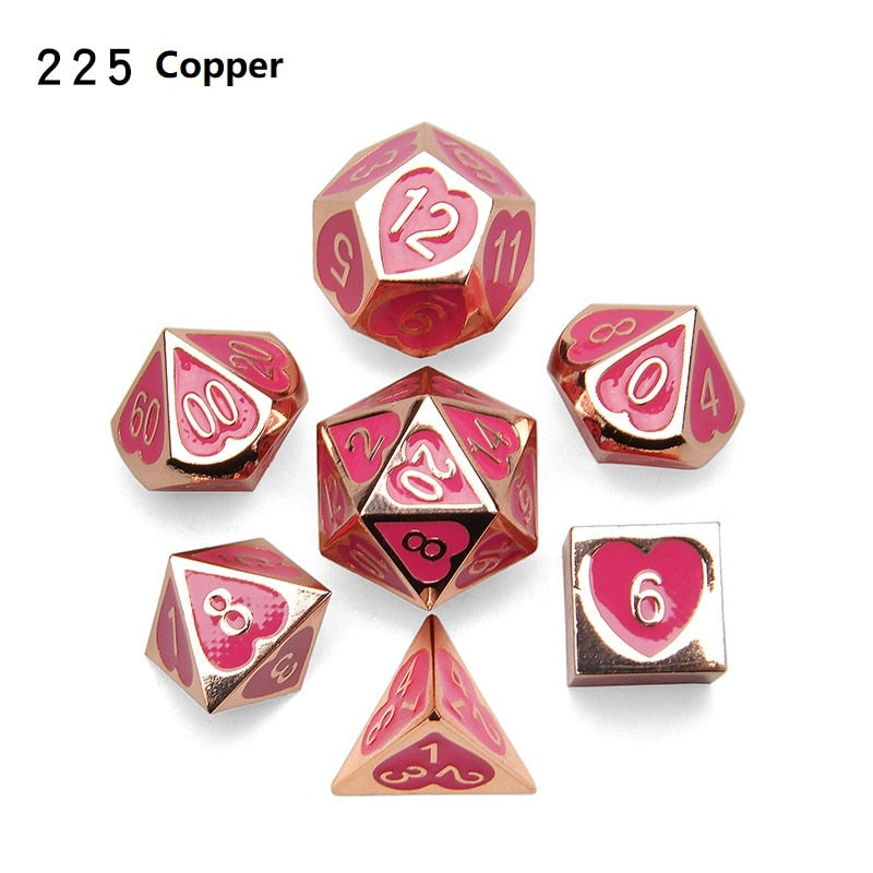 Love Heart Metal DND Dice Set