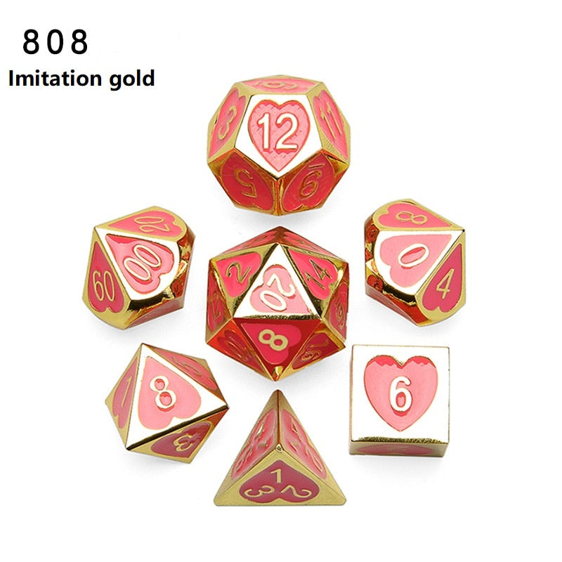 Love Heart Metal DND Dice Set