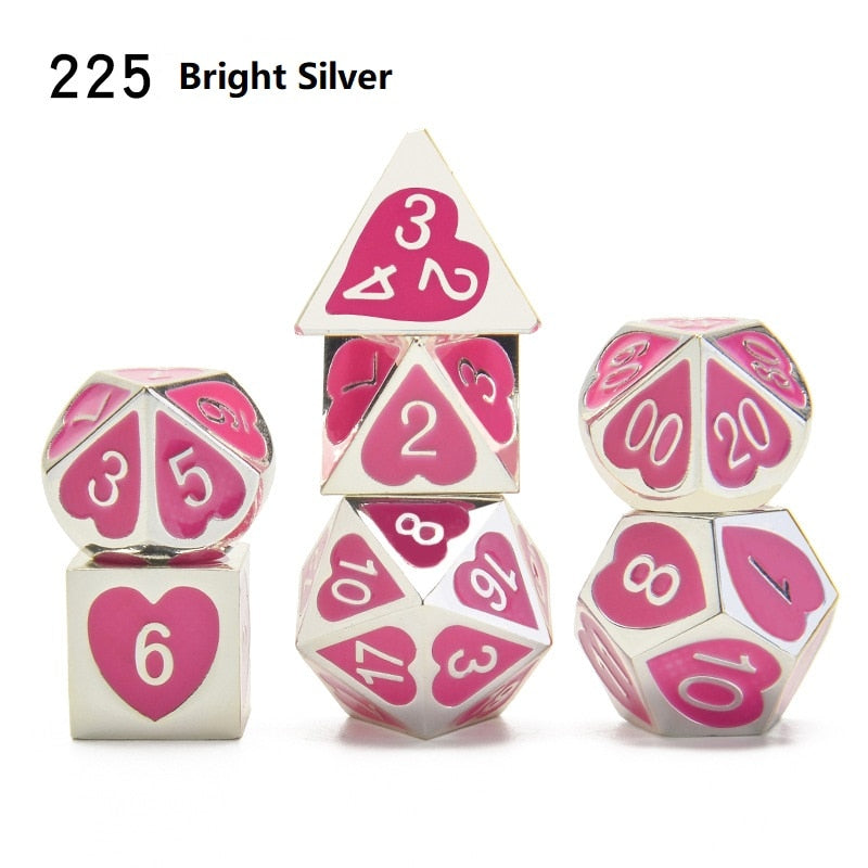 Love Heart Metal DND Dice Set