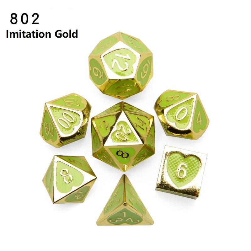 Love Heart Metal DND Dice Set