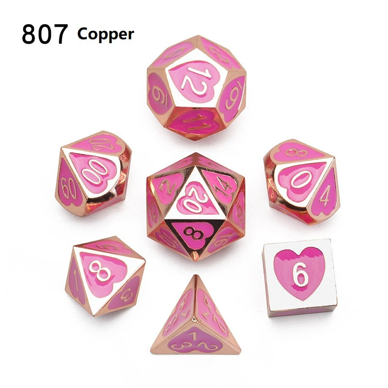Love Heart Metal DND Dice Set