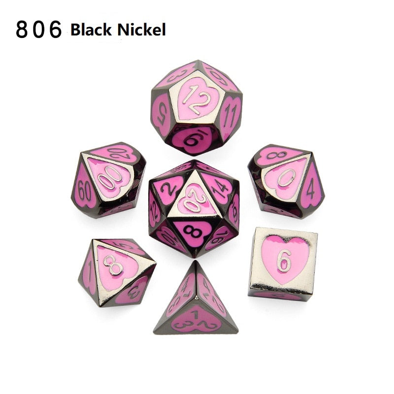 Love Heart Metal DND Dice Set