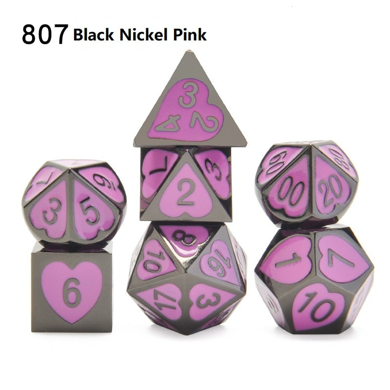 Love Heart Metal DND Dice Set
