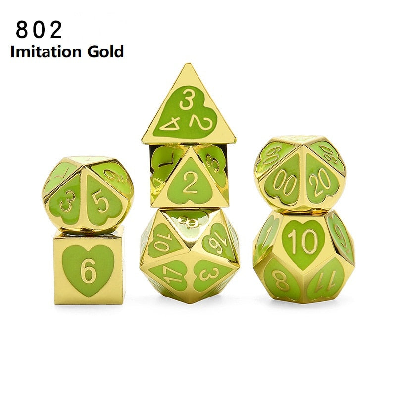 Love Heart Metal DND Dice Set
