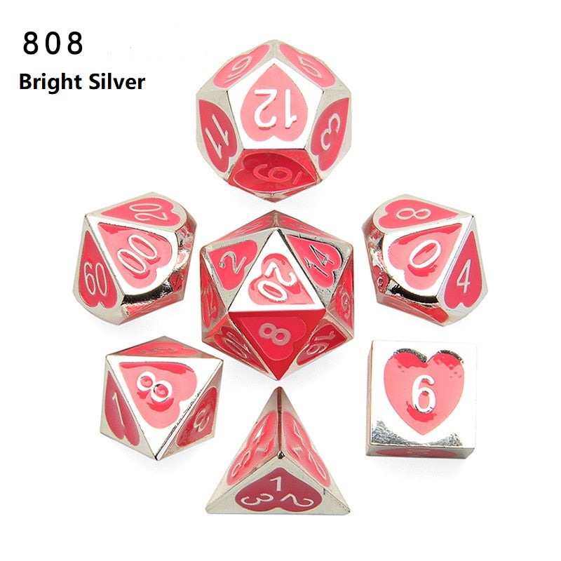 Love Heart Metal DND Dice Set
