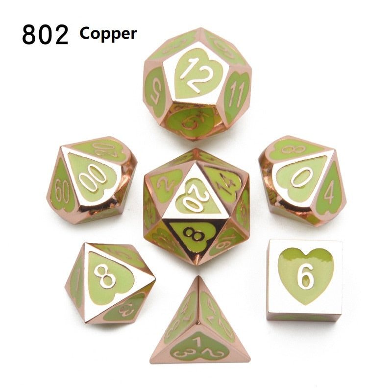 Love Heart Metal DND Dice Set