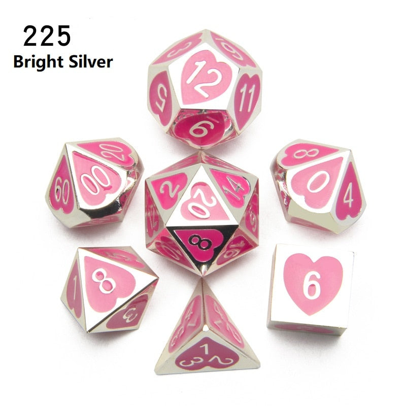 Love Heart Metal DND Dice Set