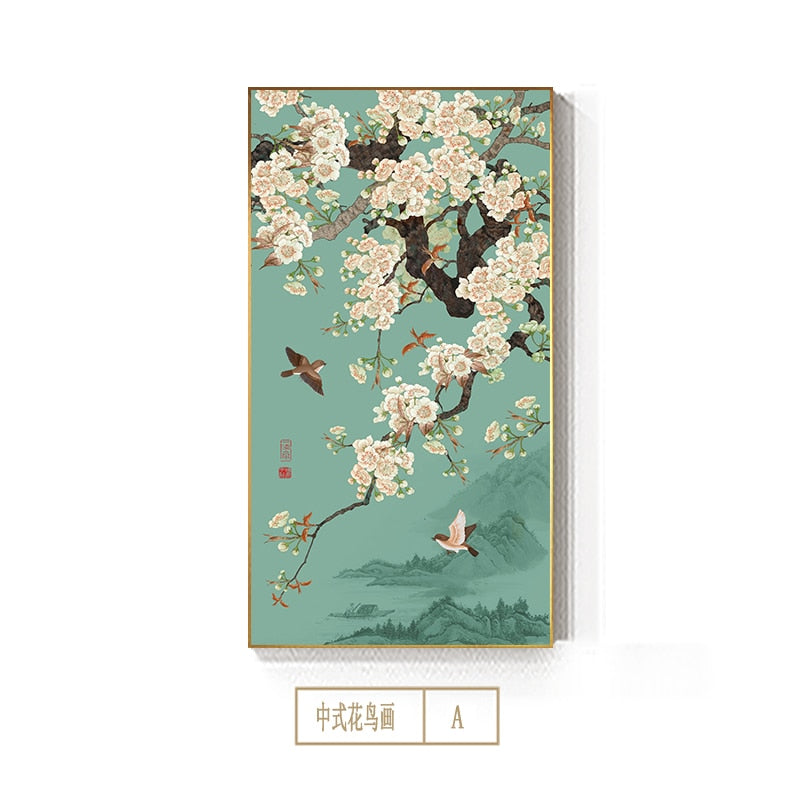 Abstract Chinese Flower Wall Art