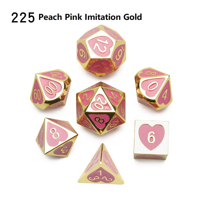 Love Heart Metal DND Dice Set