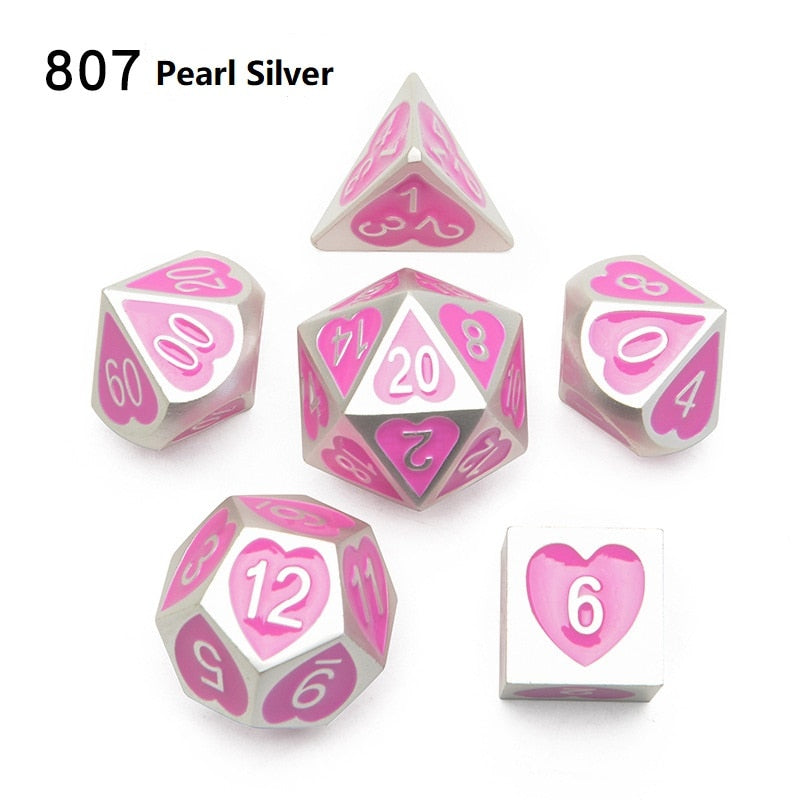 Love Heart Metal DND Dice Set