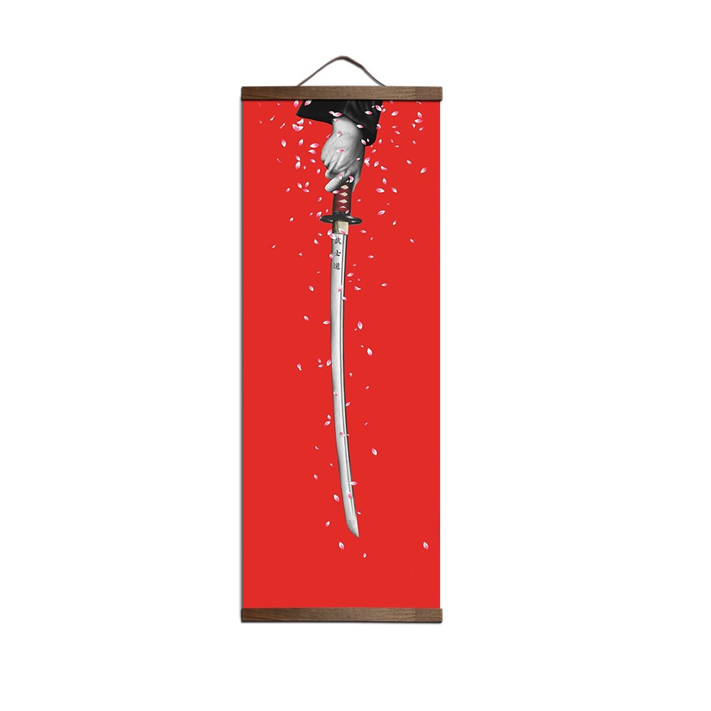 Japanese Samurai Hanging Scroll Art
